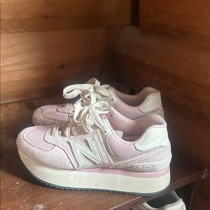New Balance Pink and Cream Platform Sneakers // BARELY WORN